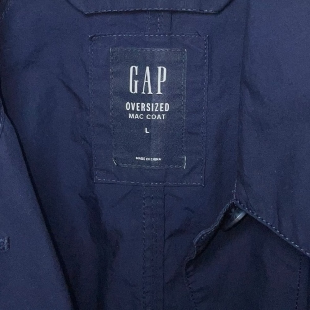 Gap oversized MAC coat lightweight trench  Navy sz L - Picture 6 of 11